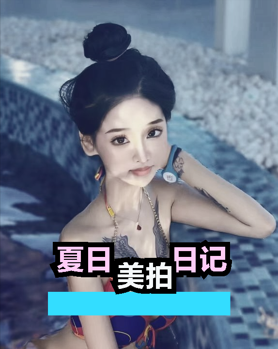 翅膀纹身下的泳池美女，网友：美与争议并存